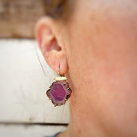 Pink Sapphire Slice Earrings